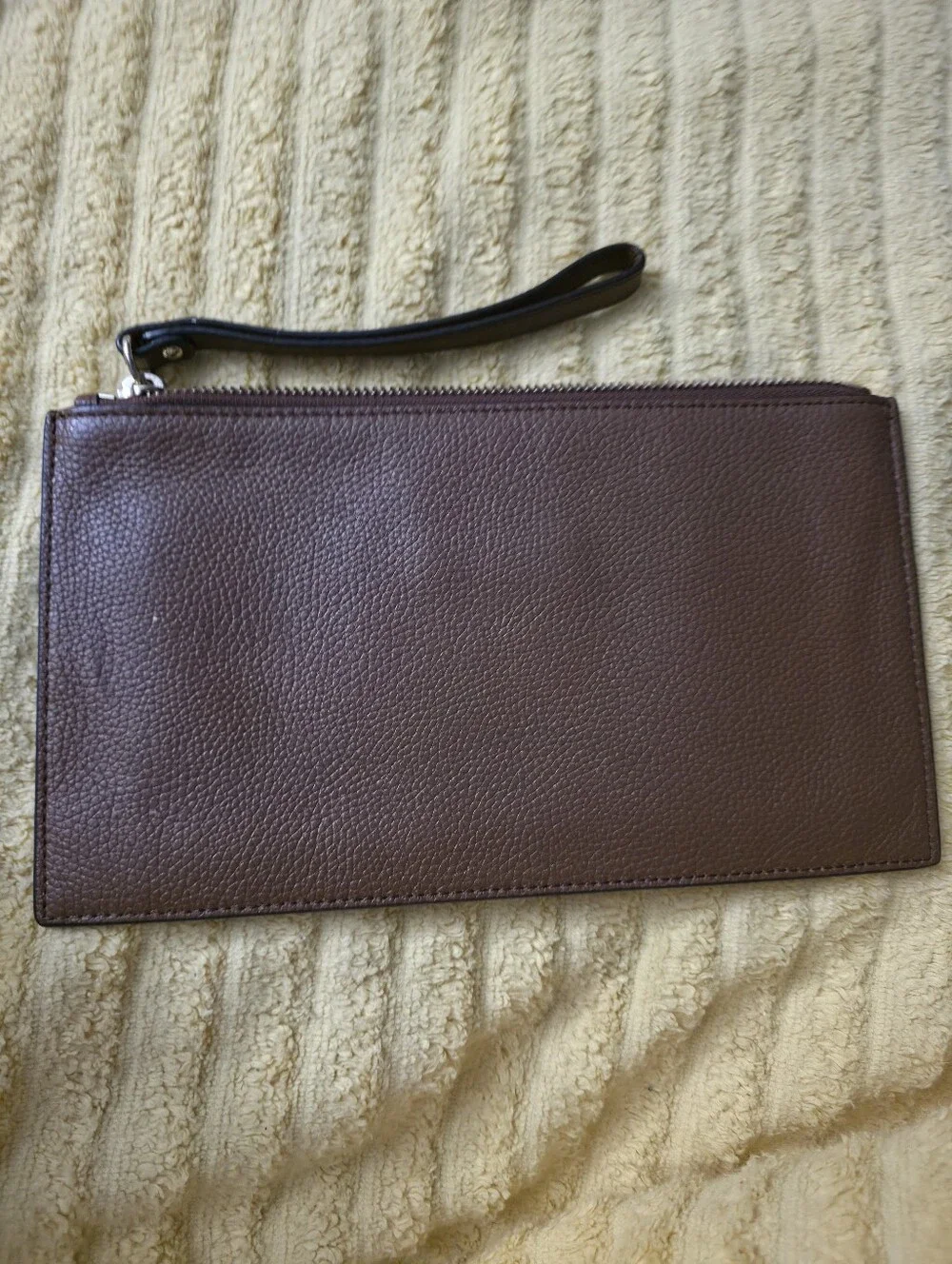 Michael Kors Brown Pebbled Leather Wristlet Clutch